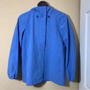 Lands' End Rain Jacket Blue Windbreaker Soft Shell with Hood Sz XS